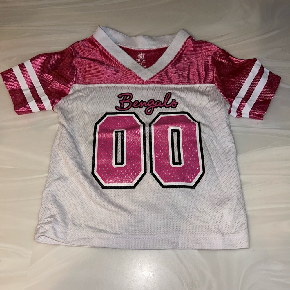 NFL Kids White and Pink Bengals Jersey Top
